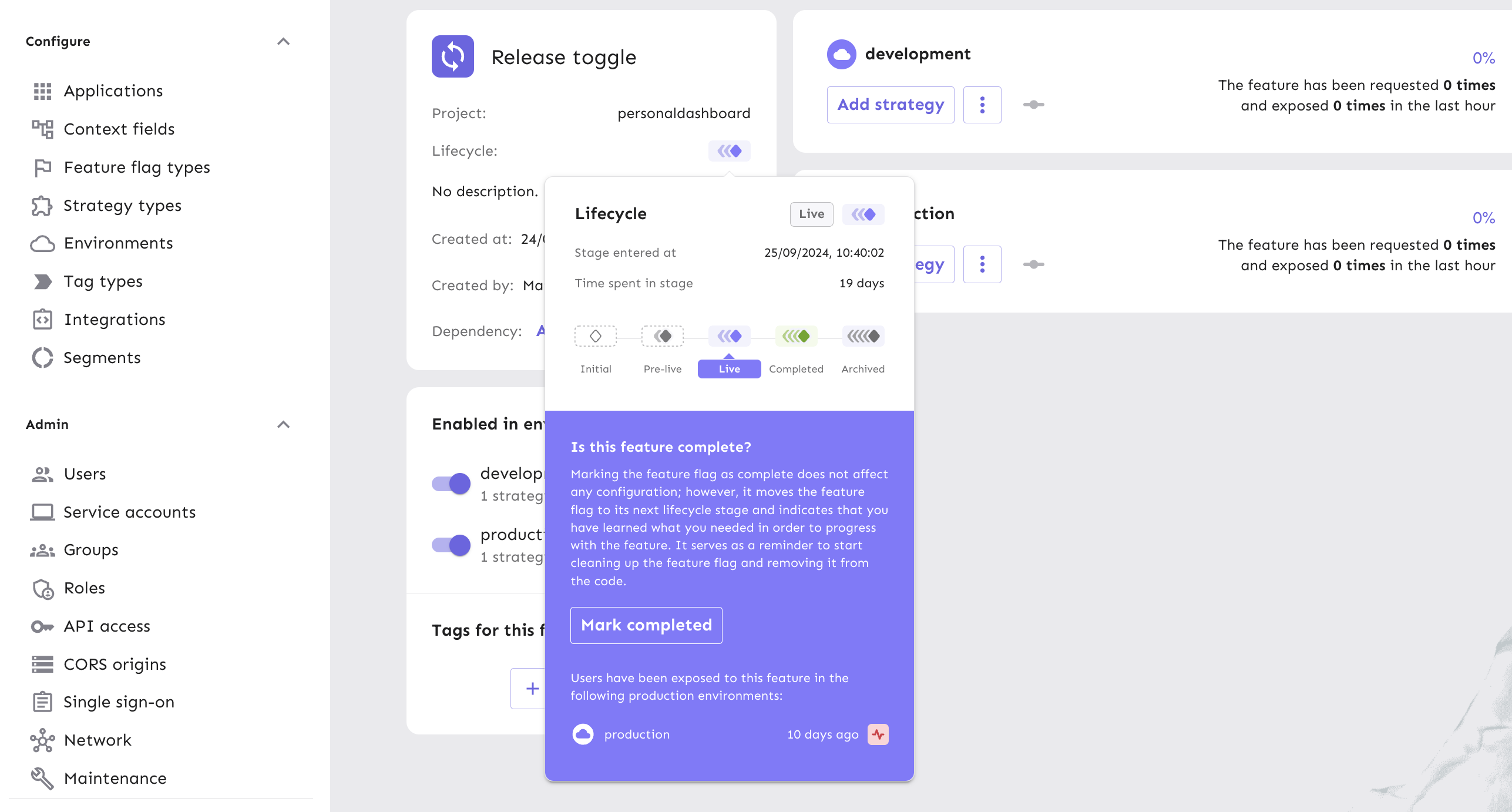 Feature lifecycle